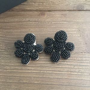 Black seed bead statement earrings